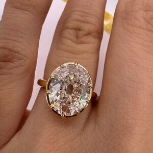 4.09 carat D VS1 antique cut oval lab grown diamond vintage engagement ring